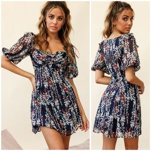 Here Comes The Sun floral ruffle mini dress size S